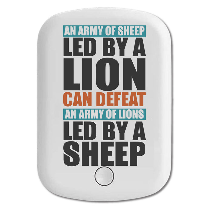 DistinctInk Magnetic Battery Pack, Wireless Portable Charger with USB-C Cable, Compatible with MagSafe iPhone 14 / 13 / 12 Series - Sheep Led By Lion Defeat Lions Led By Sheep