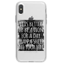 DistinctInk® Clear Shockproof Hybrid Case for Apple iPhone / Samsung Galaxy / Google Pixel - Better to Be A Lion For a Day Than A Sheep