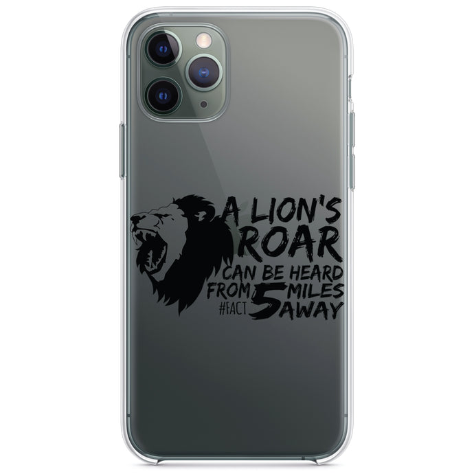 DistinctInk® Clear Shockproof Hybrid Case for Apple iPhone / Samsung Galaxy / Google Pixel - Lion's Roar Can Be Heard 5 Miles Away