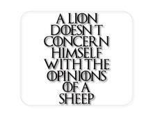 DistinctInk Custom Foam Rubber Mouse Pad - 1/4" Thick - Lion Doesn't Concern With Opinions Sheep