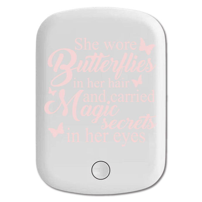 DistinctInk Magnetic Battery Pack, Wireless Portable Charger with USB-C Cable, Compatible with MagSafe iPhone 14 / 13 / 12 Series - Butterflies in Her Hair, Magic Secret Eyes