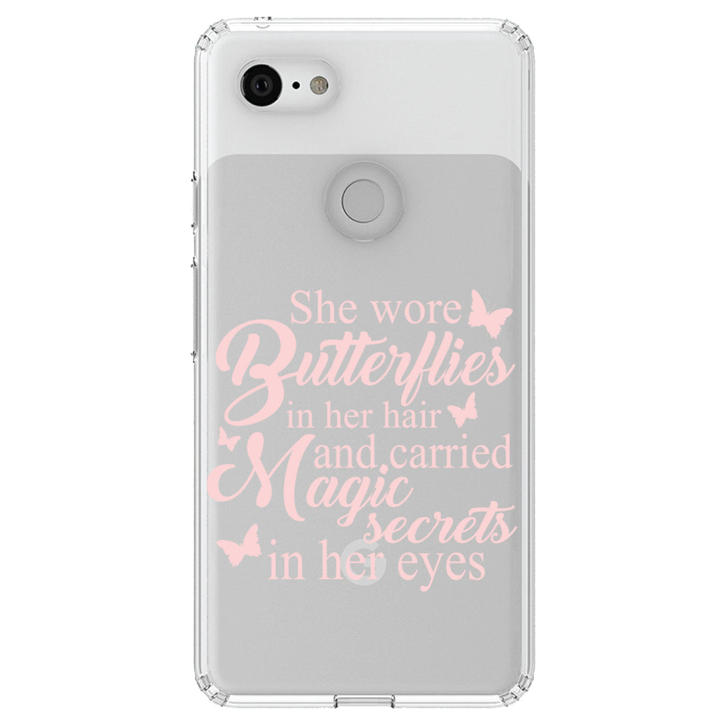 Butterflies in Her Hari, Magic Secret Eyes Clear Shockproof iPhone Case, view 22