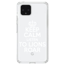 DistinctInk® Clear Shockproof Hybrid Case for Apple iPhone / Samsung Galaxy / Google Pixel - Keep Calm Listen to Lions Roar
