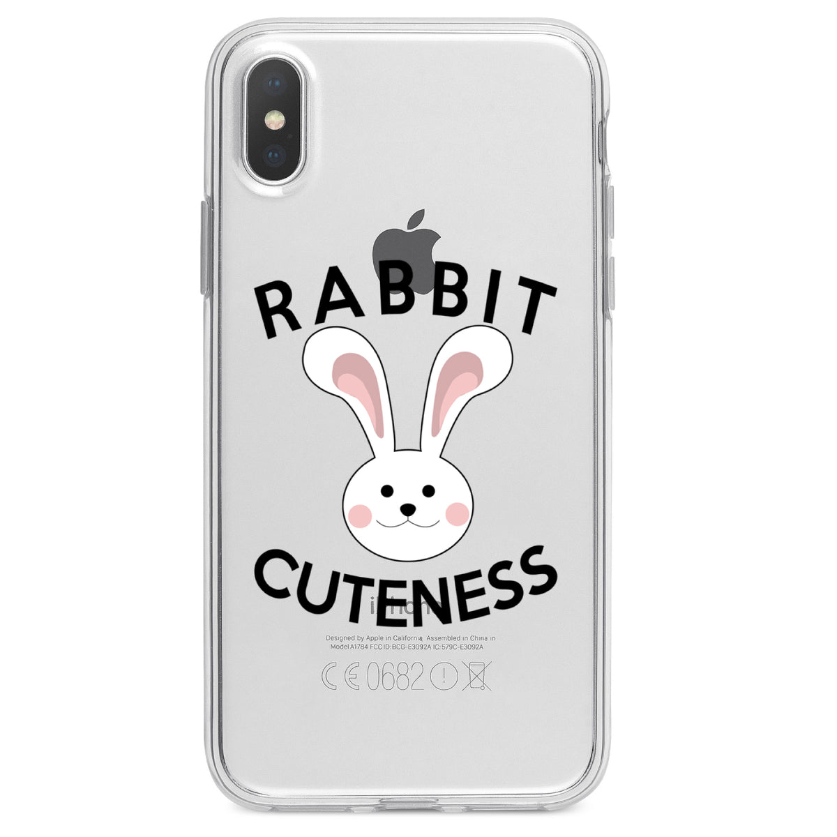 Rabbit Cuteness, Bunny Ears Clear Shockproof iPhone Case, view 2