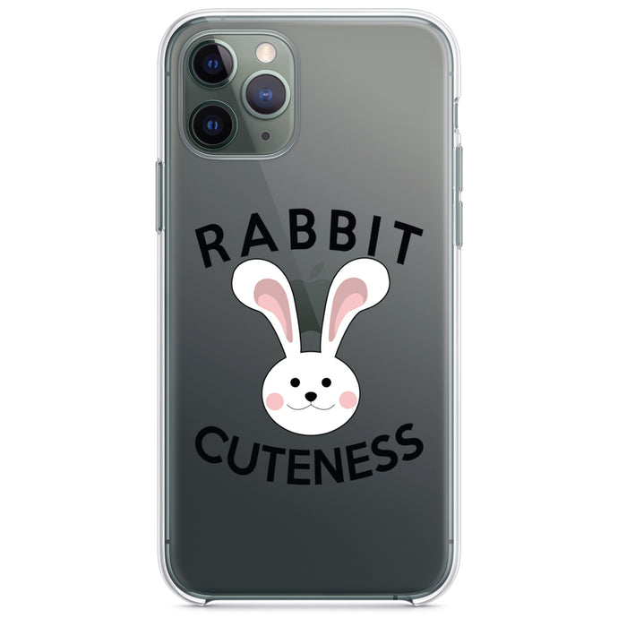 DistinctInk® Clear Shockproof Hybrid Case for Apple iPhone / Samsung Galaxy / Google Pixel - Rabbit Cuteness - Bunny Ears