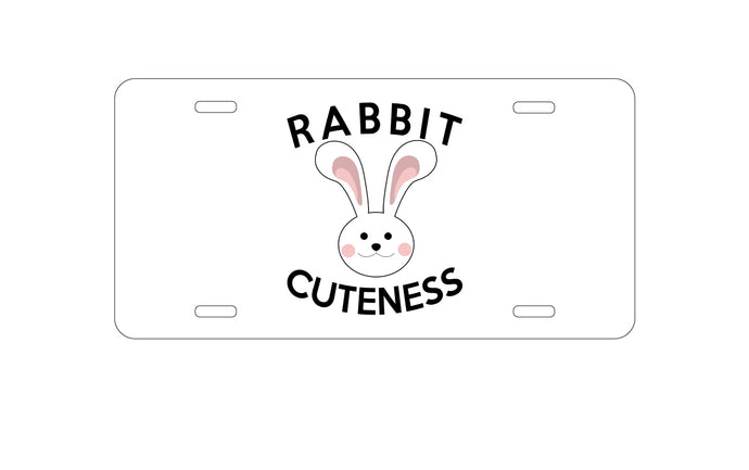 DistinctInk Custom Aluminum Decorative Vanity Front License Plate - Rabbit Cuteness - Bunny Ears