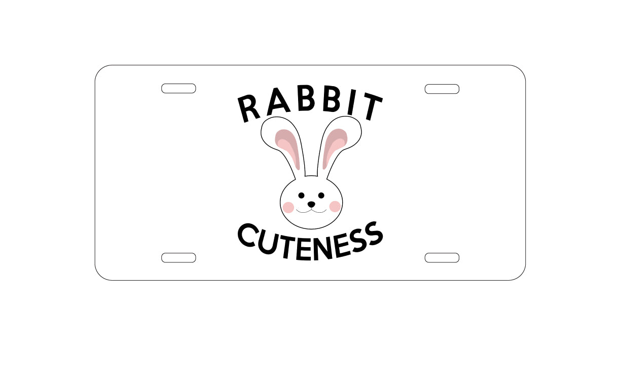 DistinctInk Custom Aluminum Decorative Vanity Front License Plate - Rabbit Cuteness - Bunny Ears
