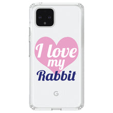 DistinctInk® Clear Shockproof Hybrid Case for Apple iPhone / Samsung Galaxy / Google Pixel - I Love My Rabbit