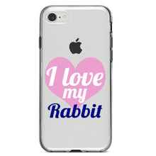DistinctInk® Clear Shockproof Hybrid Case for Apple iPhone / Samsung Galaxy / Google Pixel - I Love My Rabbit