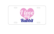 DistinctInk Custom Aluminum Decorative Vanity Front License Plate - I Love My Rabbit