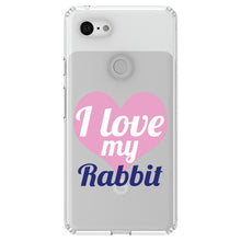 DistinctInk® Clear Shockproof Hybrid Case for Apple iPhone / Samsung Galaxy / Google Pixel - I Love My Rabbit