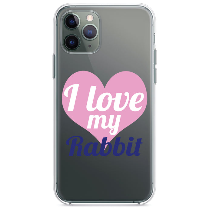 DistinctInk® Clear Shockproof Hybrid Case for Apple iPhone / Samsung Galaxy / Google Pixel - I Love My Rabbit