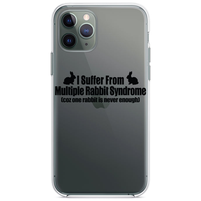 DistinctInk® Clear Shockproof Hybrid Case for Apple iPhone / Samsung Galaxy / Google Pixel - I Suffer From Multiple Rabbit Syndrome