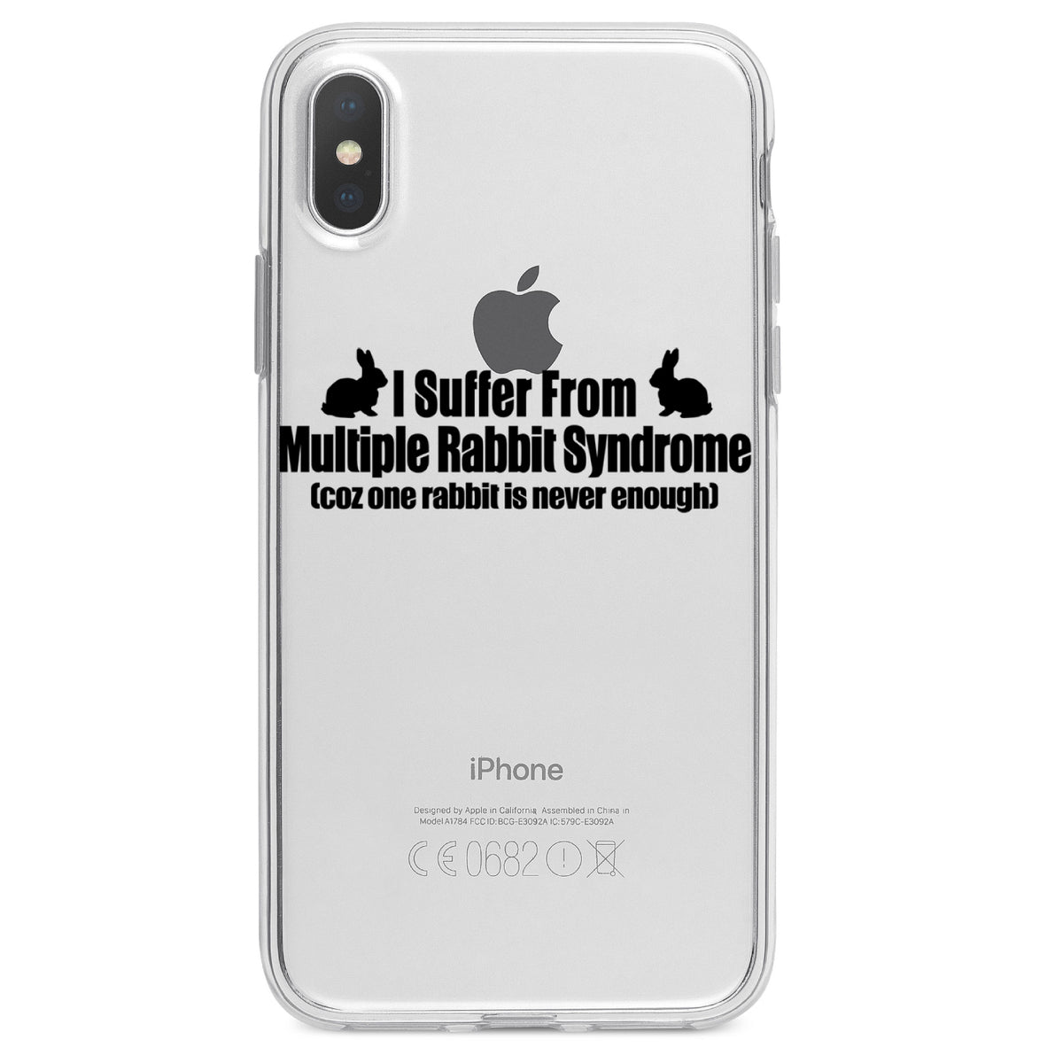 I Suffer From Multiple Rabbit Syndrome Clear Shockproof iPhone Case, view 2
