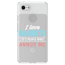 DistinctInk® Clear Shockproof Hybrid Case for Apple iPhone / Samsung Galaxy / Google Pixel - Love Rabbits - People Annoy Me
