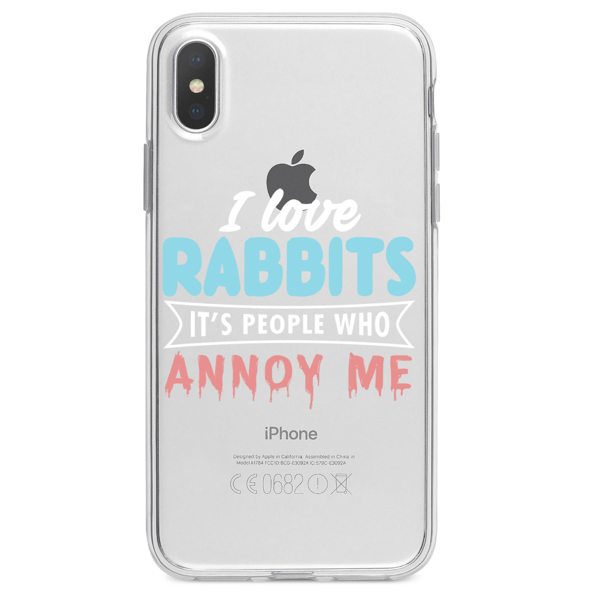 Love Rabbits, People Annoy Me Clear Shockproof iPhone Case, view 2
