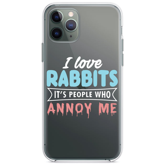 DistinctInk® Clear Shockproof Hybrid Case for Apple iPhone / Samsung Galaxy / Google Pixel - Love Rabbits - People Annoy Me
