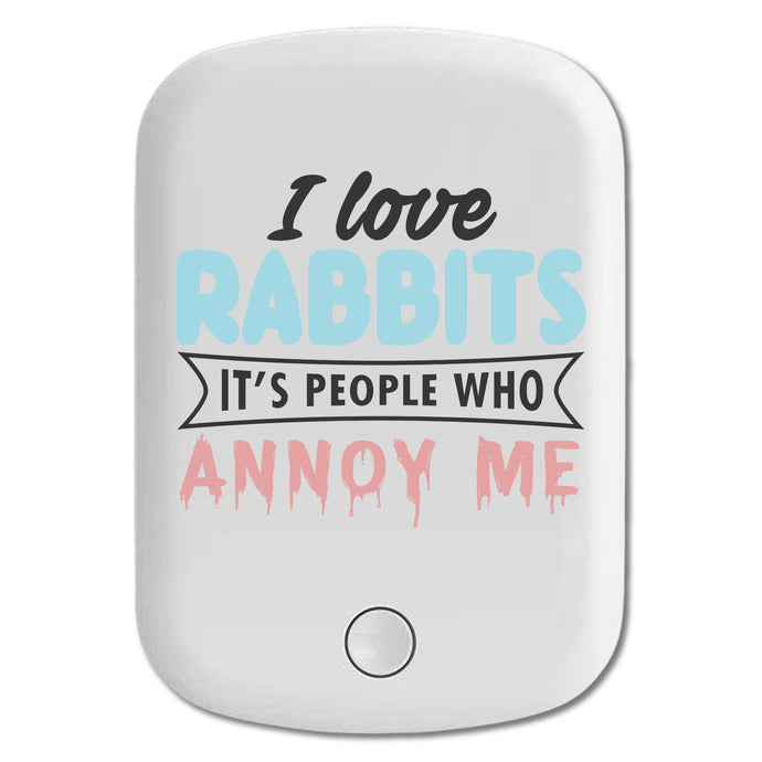 DistinctInk Magnetic Battery Pack, Wireless Portable Charger with USB-C Cable, Compatible with MagSafe iPhone 14 / 13 / 12 Series - Love Rabbits - People Annoy Me