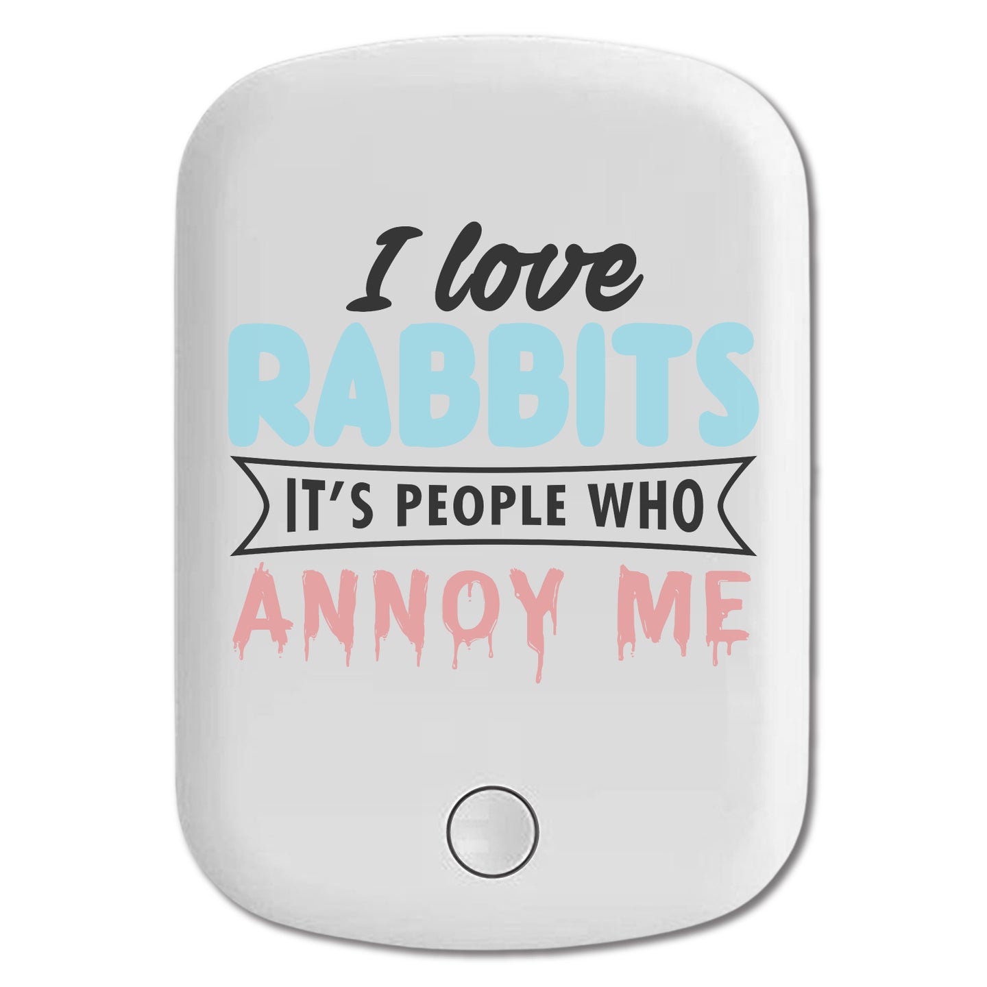 DistinctInk Magnetic Battery Pack, Wireless Portable Charger with USB-C Cable, Compatible with MagSafe iPhone 14 / 13 / 12 Series - Love Rabbits - People Annoy Me