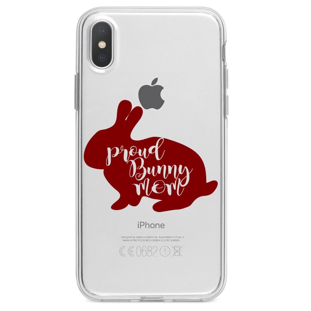 Proud Bunny Mom, Rabbit Clear Shockproof iPhone Case, view 3