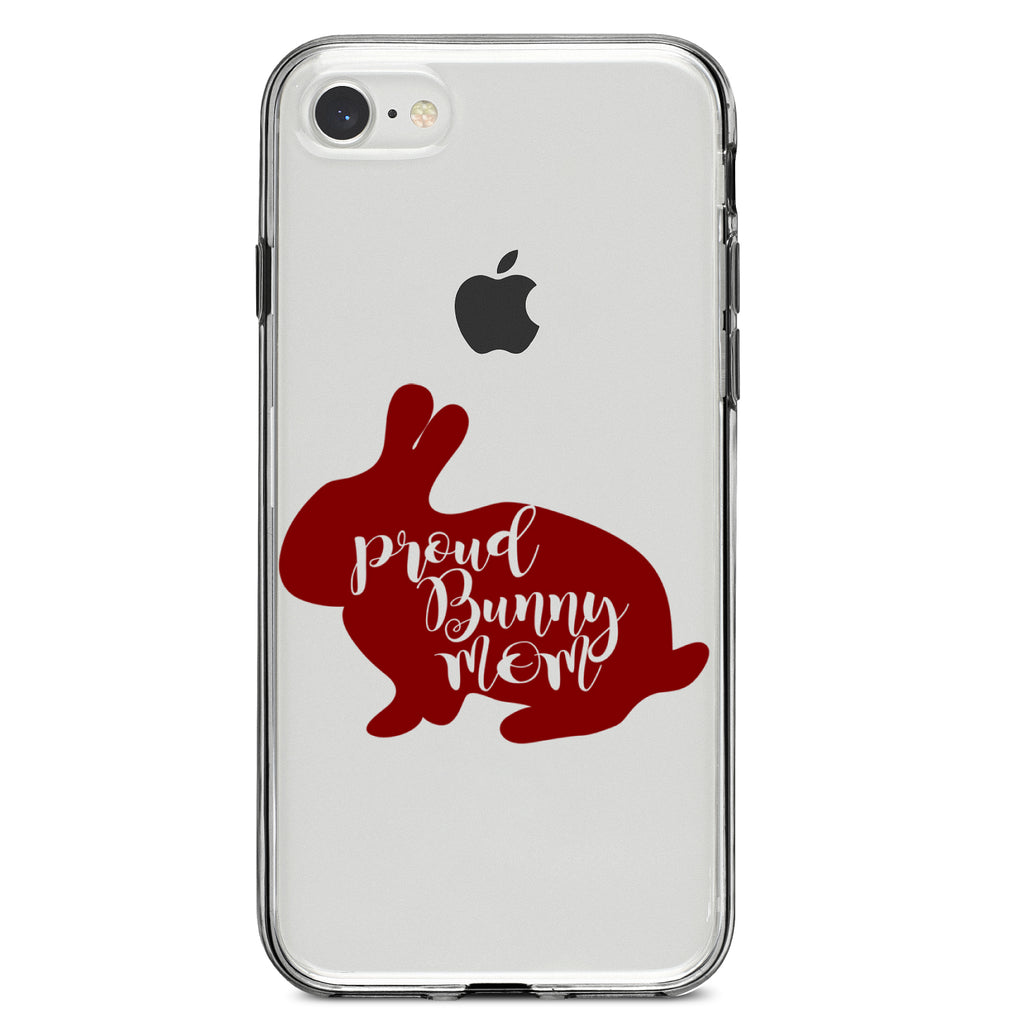 Proud Bunny Mom, Rabbit Clear Shockproof iPhone Case, view 5