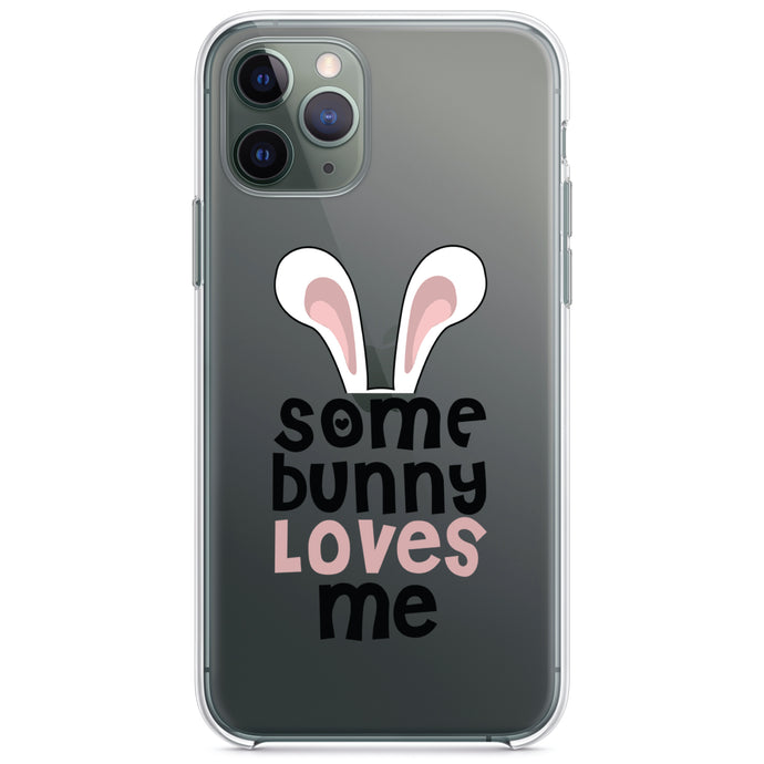 DistinctInk® Clear Shockproof Hybrid Case for Apple iPhone / Samsung Galaxy / Google Pixel - Some Bunny Loves Me - Rabbit