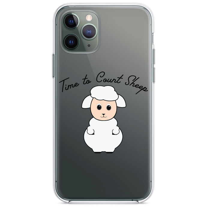 DistinctInk® Clear Shockproof Hybrid Case for Apple iPhone / Samsung Galaxy / Google Pixel - Time to Count Sheep - Lamb