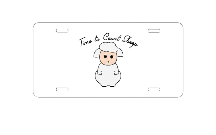 DistinctInk Custom Aluminum Decorative Vanity Front License Plate - Time to Count Sheep - Lamb