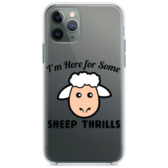 DistinctInk® Clear Shockproof Hybrid Case for Apple iPhone / Samsung Galaxy / Google Pixel - I'm Here for Some SHEEP Thrills
