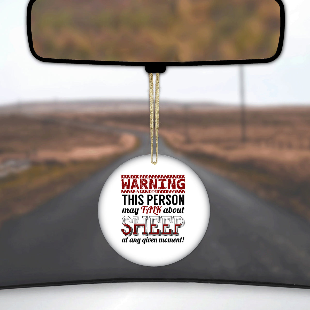 WARNING This Person May Talk About Sheep Ceramic Ornament, view 3