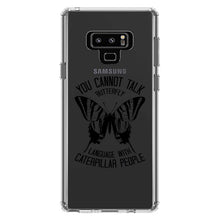 DistinctInk® Clear Shockproof Hybrid Case for Apple iPhone / Samsung Galaxy / Google Pixel - Can't Talk Butterfly with Caterpillar People