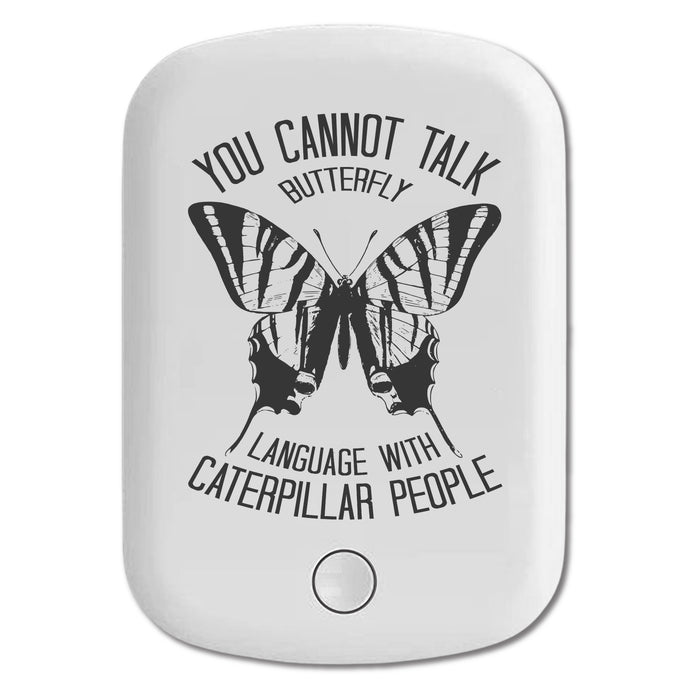 DistinctInk Magnetic Battery Pack, Wireless Portable Charger with USB-C Cable, Compatible with MagSafe iPhone 14 / 13 / 12 Series - Can't Talk Butterfly with Caterpillar People