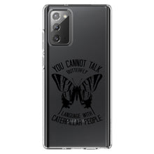 DistinctInk® Clear Shockproof Hybrid Case for Apple iPhone / Samsung Galaxy / Google Pixel - Can't Talk Butterfly with Caterpillar People