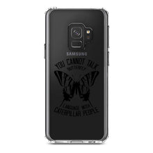DistinctInk® Clear Shockproof Hybrid Case for Apple iPhone / Samsung Galaxy / Google Pixel - Can't Talk Butterfly with Caterpillar People