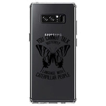 DistinctInk® Clear Shockproof Hybrid Case for Apple iPhone / Samsung Galaxy / Google Pixel - Can't Talk Butterfly with Caterpillar People