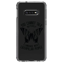 DistinctInk® Clear Shockproof Hybrid Case for Apple iPhone / Samsung Galaxy / Google Pixel - Can't Talk Butterfly with Caterpillar People