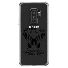 DistinctInk® Clear Shockproof Hybrid Case for Apple iPhone / Samsung Galaxy / Google Pixel - Can't Talk Butterfly with Caterpillar People