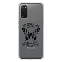 DistinctInk® Clear Shockproof Hybrid Case for Apple iPhone / Samsung Galaxy / Google Pixel - Can't Talk Butterfly with Caterpillar People