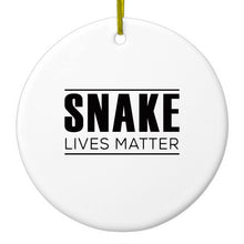 DistinctInk® Hanging Ceramic Christmas Tree Ornament with Gold String - Great Gift / Present - 2 3/4 inch Diameter - SNAKE Lives Matter