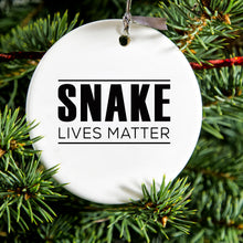 DistinctInk® Hanging Ceramic Christmas Tree Ornament with Gold String - Great Gift / Present - 2 3/4 inch Diameter - SNAKE Lives Matter