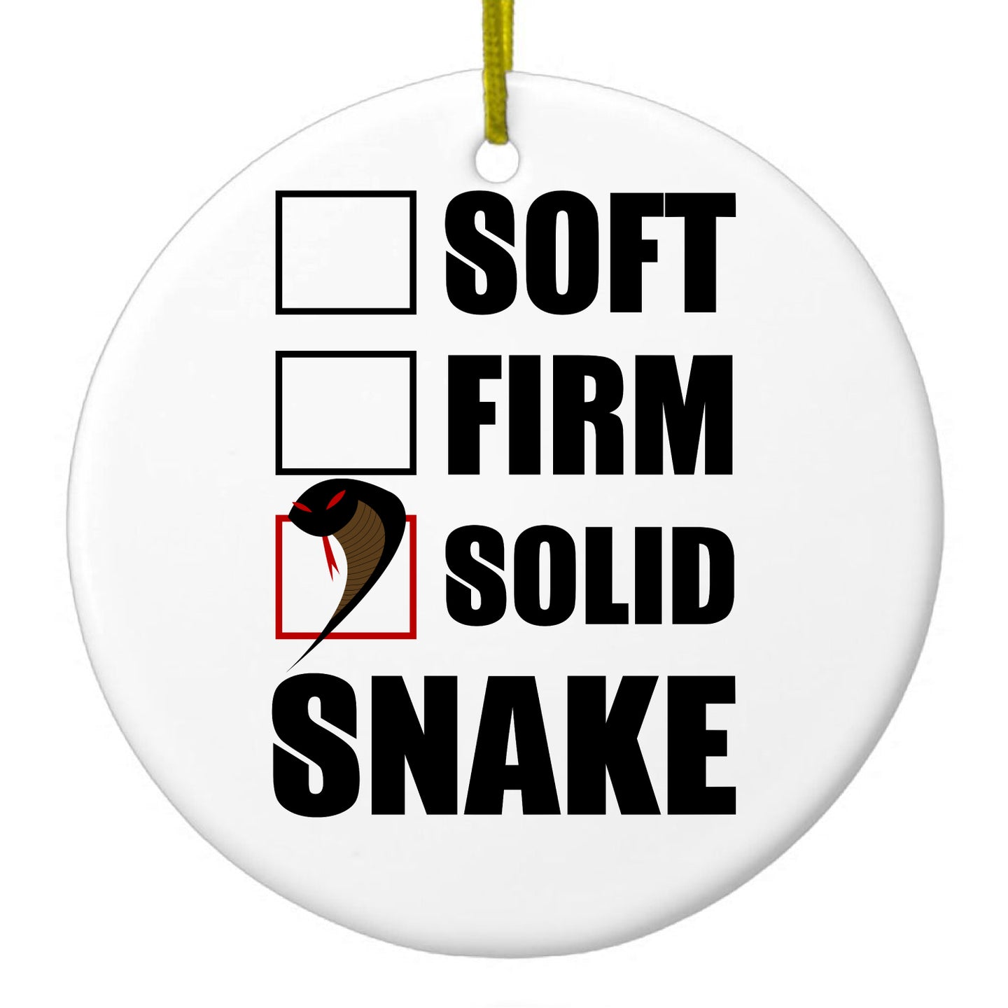 DistinctInk® Hanging Ceramic Christmas Tree Ornament with Gold String - Great Gift / Present - 2 3/4 inch Diameter - Soft Firm Solid Snake