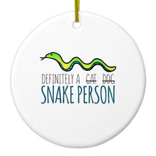 DistinctInk® Hanging Ceramic Christmas Tree Ornament with Gold String - Great Gift / Present - 2 3/4 inch Diameter - Definitely a Snake Person