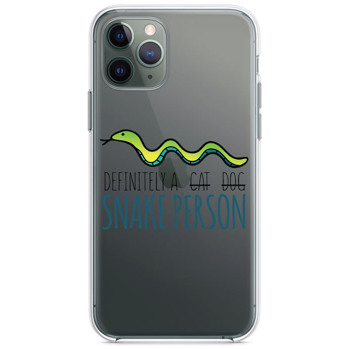 DistinctInk® Clear Shockproof Hybrid Case for Apple iPhone / Samsung Galaxy / Google Pixel - Definitely a Snake Person