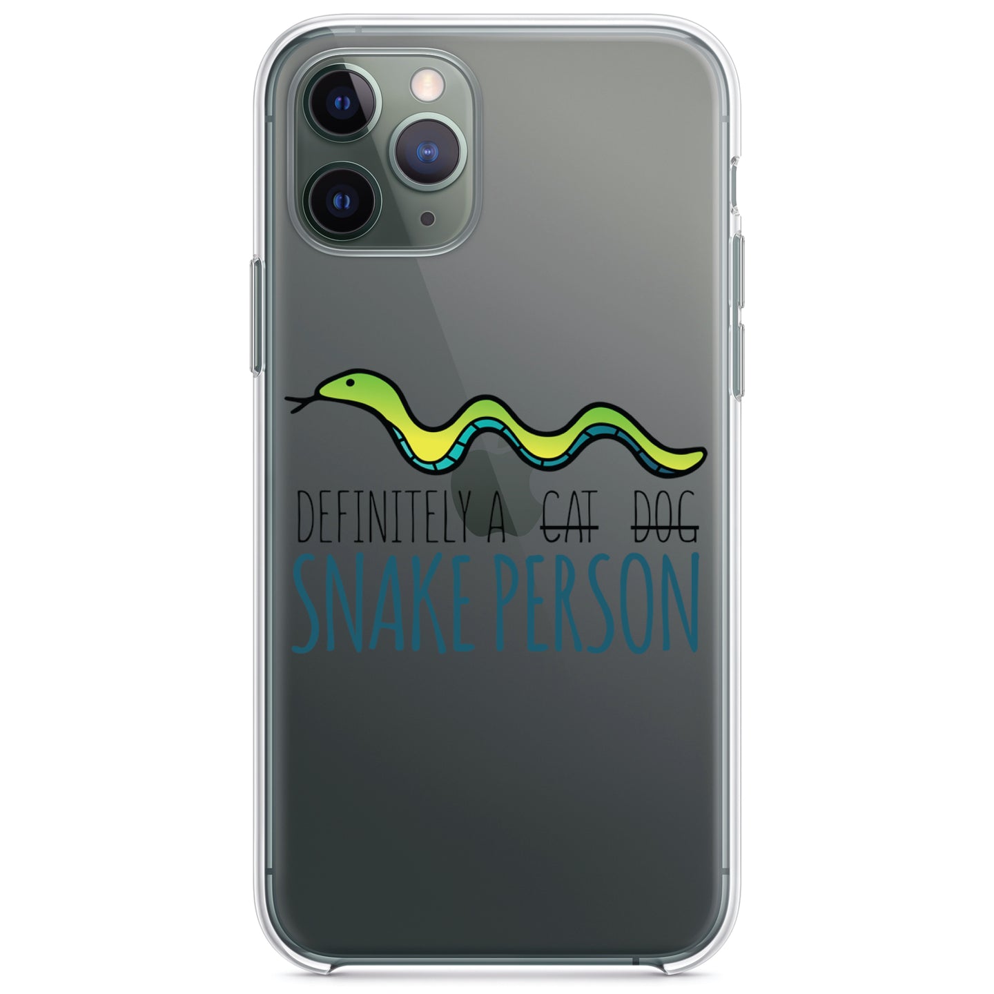 DistinctInk® Clear Shockproof Hybrid Case for Apple iPhone / Samsung Galaxy / Google Pixel - Definitely a Snake Person