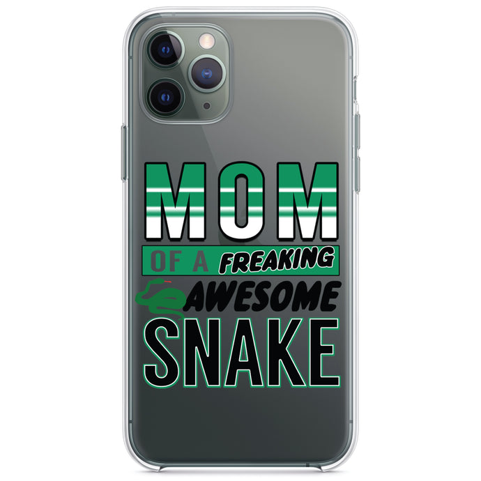 DistinctInk® Clear Shockproof Hybrid Case for Apple iPhone / Samsung Galaxy / Google Pixel - Mom of a Freaking Awesome Snake