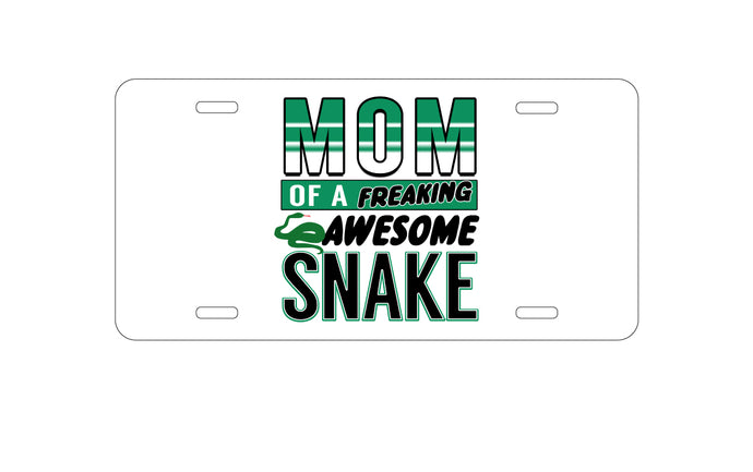 DistinctInk Custom Aluminum Decorative Vanity Front License Plate - Mom of a Freaking Awesome Snake