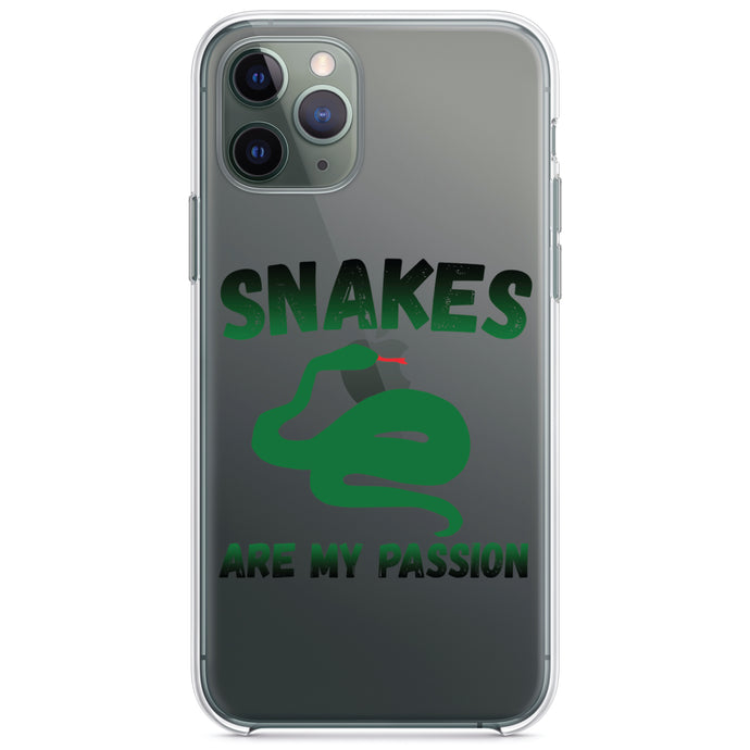 DistinctInk® Clear Shockproof Hybrid Case for Apple iPhone / Samsung Galaxy / Google Pixel - Snakes Are My Passion