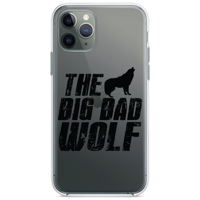 DistinctInk® Clear Shockproof Hybrid Case for Apple iPhone / Samsung Galaxy / Google Pixel - The Big Bad Wolf