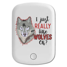 DistinctInk Magnetic Battery Pack, Wireless Portable Charger with USB-C Cable, Compatible with MagSafe iPhone 14 / 13 / 12 Series - I Just Really Like Wolves OK?