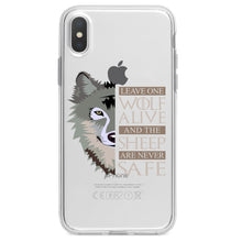DistinctInk® Clear Shockproof Hybrid Case for Apple iPhone / Samsung Galaxy / Google Pixel - One Wolf Alive, Sheep Never Safe